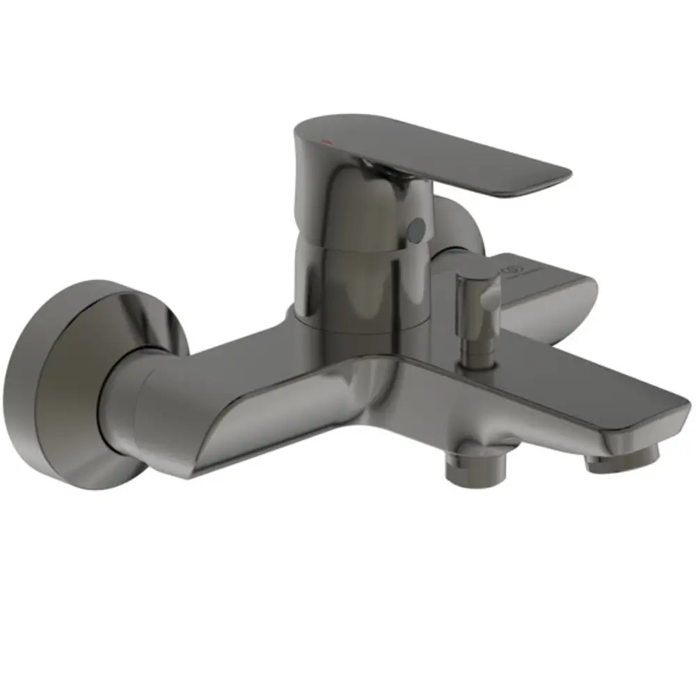 Badearmatur in Magnetic Grey von Ideal Standard, mit einem schlichten Design und einem Hebel zur Temperatur- und Flussregelung.